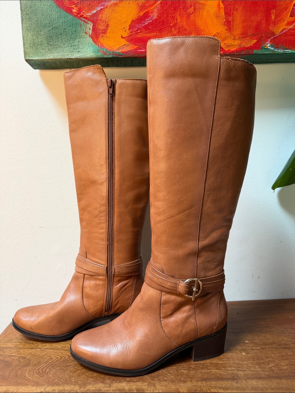 Aldo Women's Tall Riding Boots in Cognac Tan 8